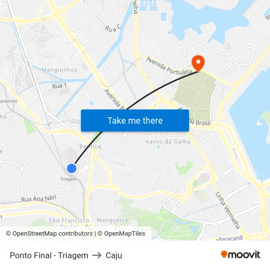 Ponto Final - Triagem to Caju map