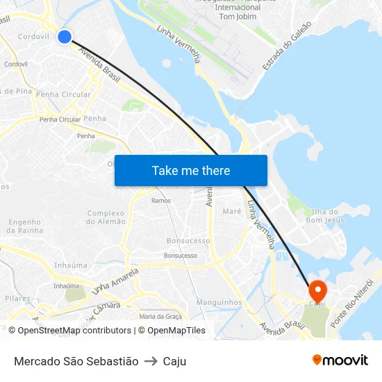 Mercado São Sebastião to Caju map