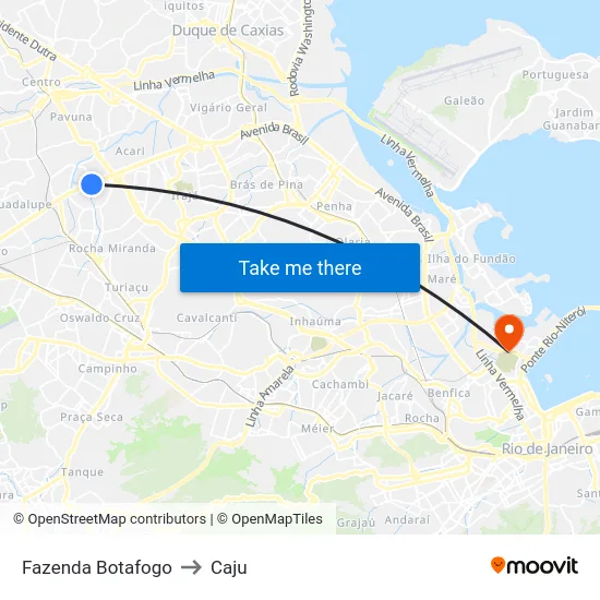 Fazenda Botafogo to Caju map
