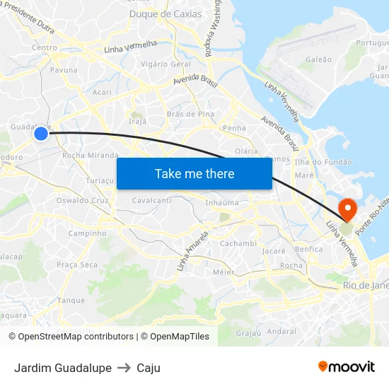 Jardim Guadalupe to Caju map