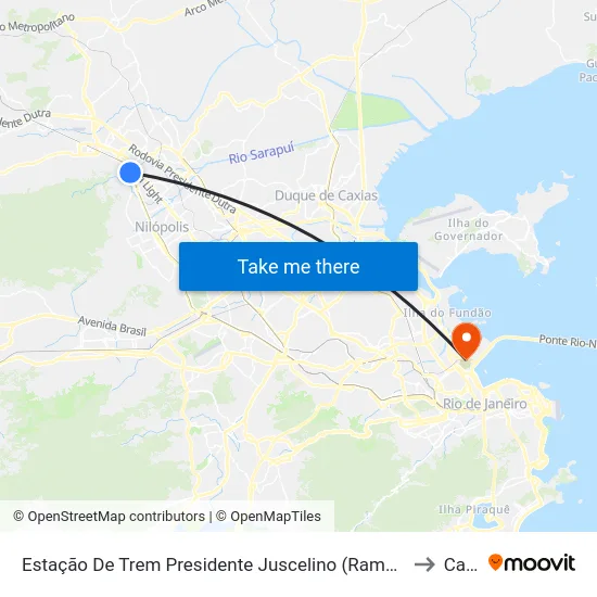 Estação De Trem Presidente Juscelino (Rampa) to Caju map