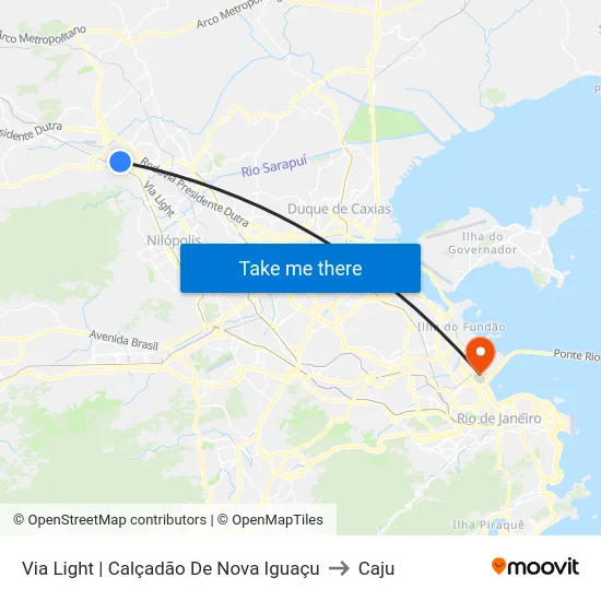 Via Light | Calçadão De Nova Iguaçu to Caju map