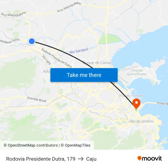 Rodovia Presidente Dutra, 179 to Caju map
