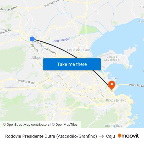 Rodovia Presidente Dutra (Atacadão/Granfino) to Caju map