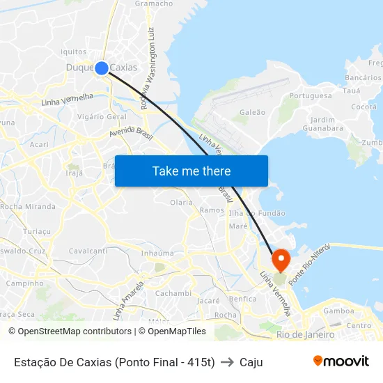 Estação De Caxias (Ponto Final - 415t) to Caju map