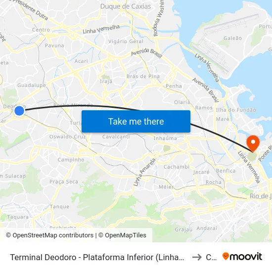 Terminal Deodoro - Plataforma Inferior (Linhas Convencionais) to Caju map