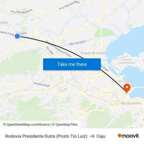 Rodovia Presidente Dutra (Posto Tio Luiz) to Caju map