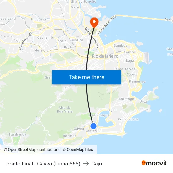 Ponto Final - Gávea (Linha 565) to Caju map