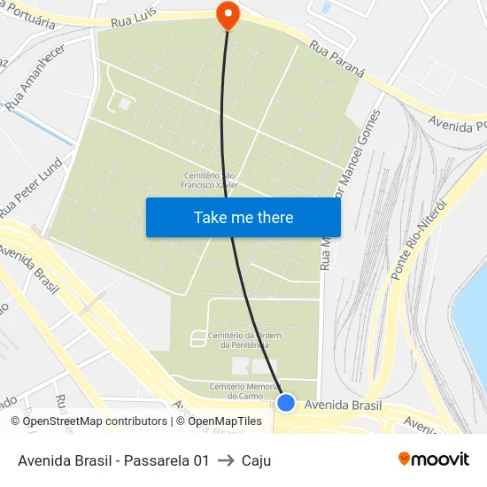 Avenida Brasil - Passarela 01 to Caju map