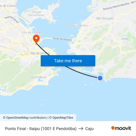Ponto Final - Itaipu (1001 E Pendotiba) to Caju map
