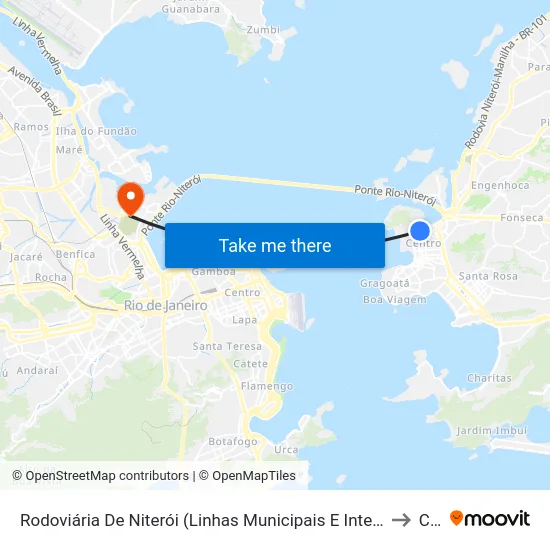 Rodoviária De Niterói (Linhas Municipais E Intermunicipais Para O Rio) to Caju map