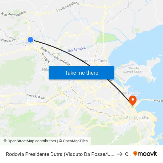 Rodovia Presidente Dutra (Viaduto Da Posse/Ufrrj/Maternidade Mariana Bulhões)) to Caju map