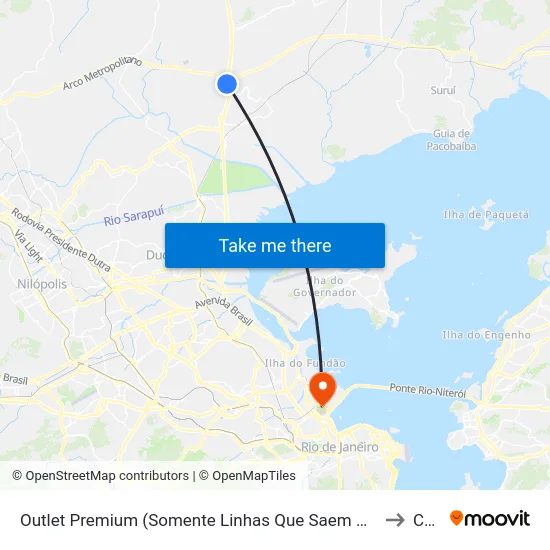 Outlet Premium (Somente Linhas Que Saem Da Br-493) to Caju map