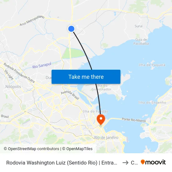 Rodovia Washington Luiz (Sentido Rio) | Entrada De Jardim Primavera to Caju map