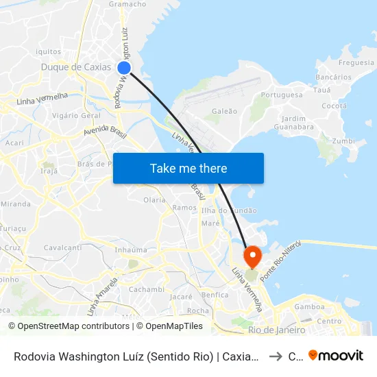 Rodovia Washington Luíz (Sentido Rio) | Caxias Shopping - Entrada Principal to Caju map