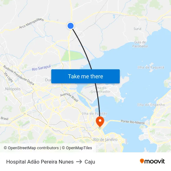 Hospital Adão Pereira Nunes to Caju map