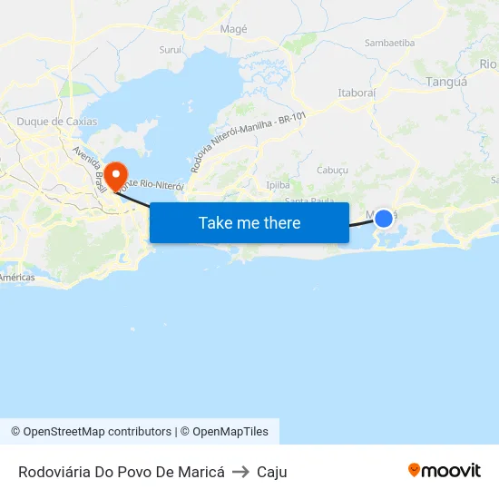 Rodoviária Do Povo De Maricá to Caju map