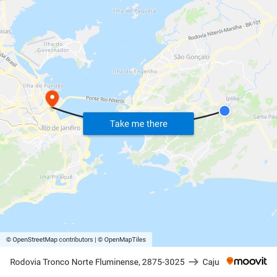 Rodovia Tronco Norte Fluminense, 2875-3025 to Caju map