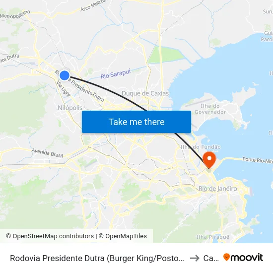 Rodovia Presidente Dutra (Burger King/Posto 13) to Caju map