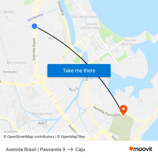 Avenida Brasil | Passarela 9 to Caju map