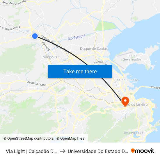 Via Light | Calçadão De Nova Iguaçu (Sentido Pavuna) to Universidade Do Estado Do Rio De Janeiro - Campus Maracanã map