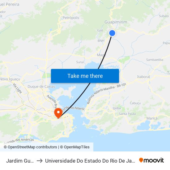 Jardim Guapimirim to Universidade Do Estado Do Rio De Janeiro - Campus Maracanã map