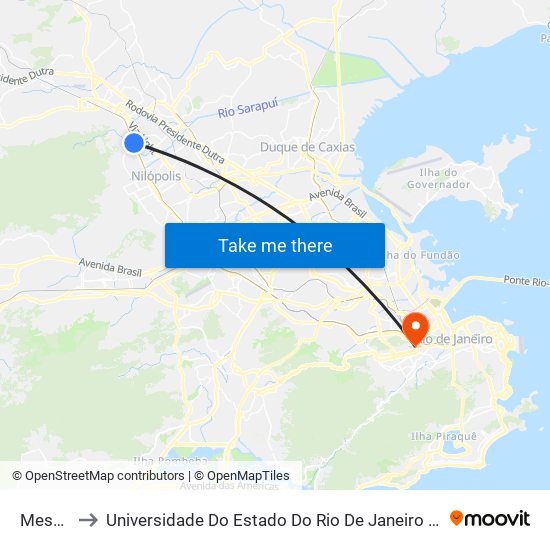 Mesquita to Universidade Do Estado Do Rio De Janeiro - Campus Maracanã map