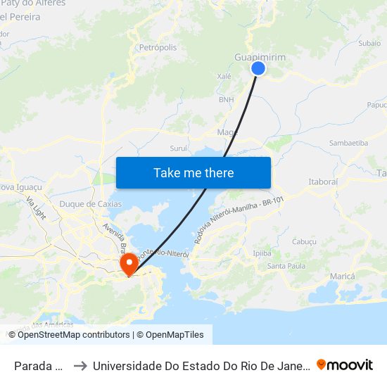 Parada Bananal to Universidade Do Estado Do Rio De Janeiro - Campus Maracanã map