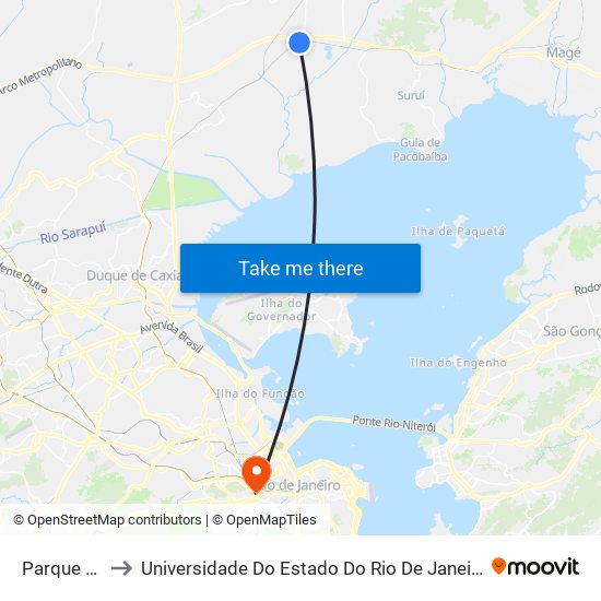 Parque Estrela to Universidade Do Estado Do Rio De Janeiro - Campus Maracanã map