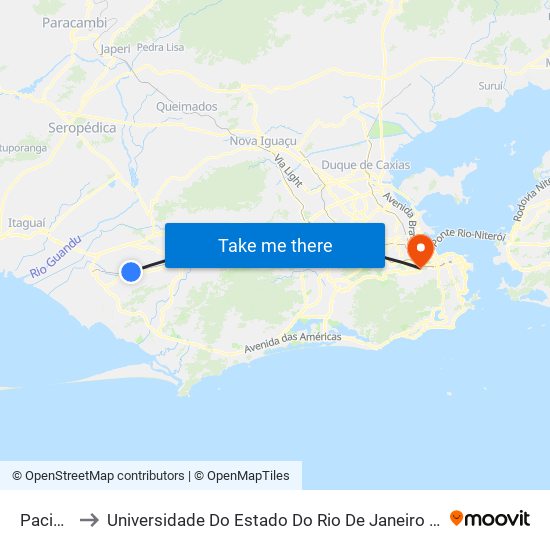 Paciência to Universidade Do Estado Do Rio De Janeiro - Campus Maracanã map