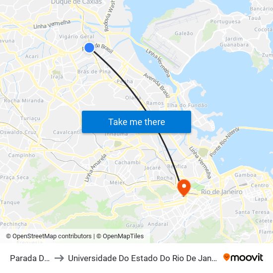 Parada De Lucas to Universidade Do Estado Do Rio De Janeiro - Campus Maracanã map