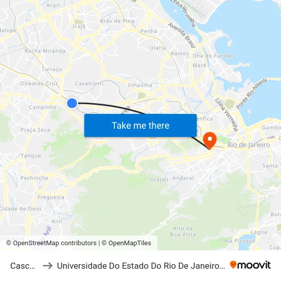 Cascadura to Universidade Do Estado Do Rio De Janeiro - Campus Maracanã map