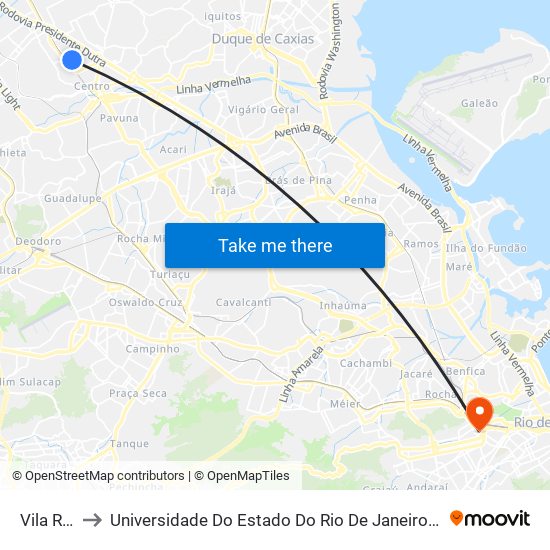 Vila Rosali to Universidade Do Estado Do Rio De Janeiro - Campus Maracanã map