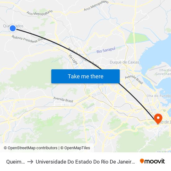Queimados to Universidade Do Estado Do Rio De Janeiro - Campus Maracanã map
