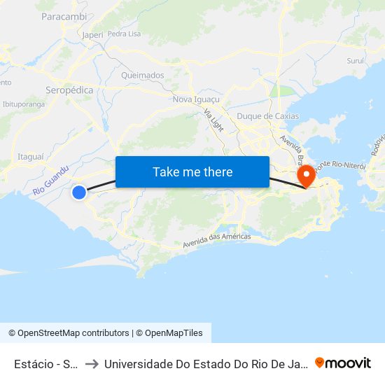 Estácio - Santa Cruz to Universidade Do Estado Do Rio De Janeiro - Campus Maracanã map