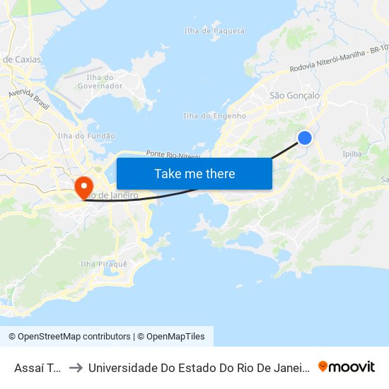 Assaí Tribobó to Universidade Do Estado Do Rio De Janeiro - Campus Maracanã map