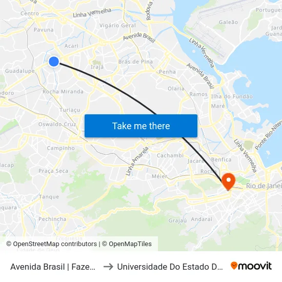 Avenida Brasil | Fazenda Botafogo (Sentido Centro) to Universidade Do Estado Do Rio De Janeiro - Campus Maracanã map