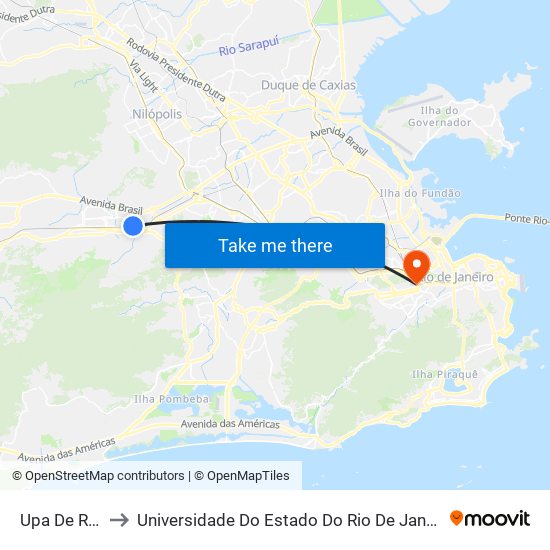 Upa De Realengo to Universidade Do Estado Do Rio De Janeiro - Campus Maracanã map