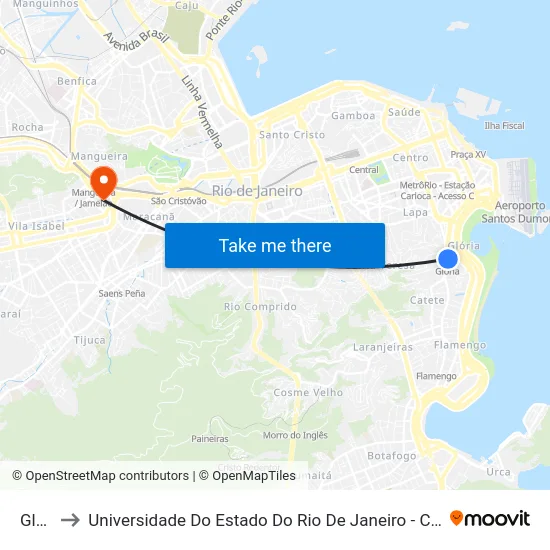 Glória to Universidade Do Estado Do Rio De Janeiro - Campus Maracanã map