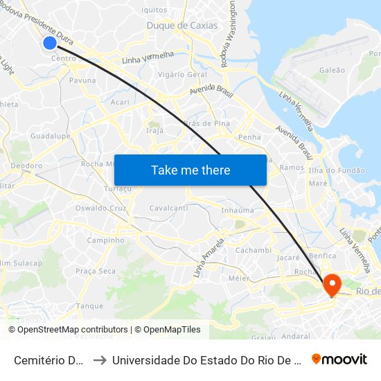 Cemitério Da Vila Rosali to Universidade Do Estado Do Rio De Janeiro - Campus Maracanã map