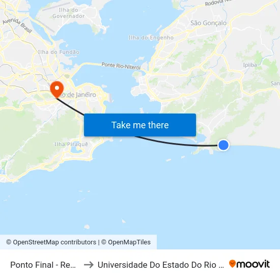 Ponto Final - Recanto De Itaipuaçu to Universidade Do Estado Do Rio De Janeiro - Campus Maracanã map