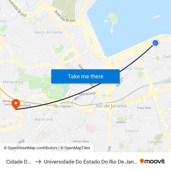 Cidade Do Samba to Universidade Do Estado Do Rio De Janeiro - Campus Maracanã map