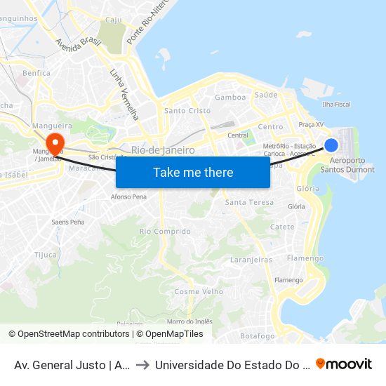 Av. General Justo | Aeroporto Santos Dumont ✈ to Universidade Do Estado Do Rio De Janeiro - Campus Maracanã map