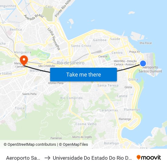 Aeroporto Santos Dumont ✈ to Universidade Do Estado Do Rio De Janeiro - Campus Maracanã map