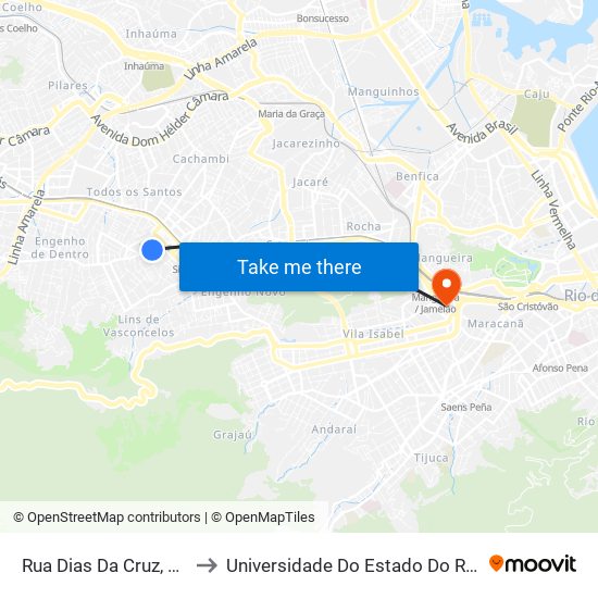 Rua Dias Da Cruz, 185a | Pernambucanas to Universidade Do Estado Do Rio De Janeiro - Campus Maracanã map