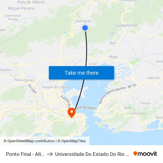 Ponto Final - Alto Da Serra (Trel) to Universidade Do Estado Do Rio De Janeiro - Campus Maracanã map