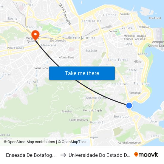 Enseada De Botafogo | Rua Visconde De Ouro Preto to Universidade Do Estado Do Rio De Janeiro - Campus Maracanã map