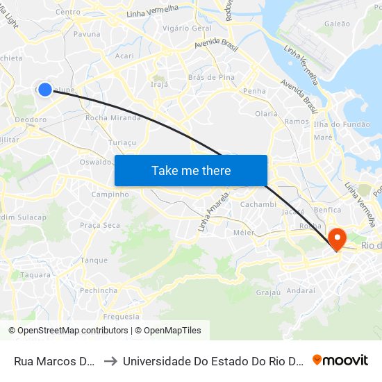 Rua Marcos De Macedo, 795 to Universidade Do Estado Do Rio De Janeiro - Campus Maracanã map