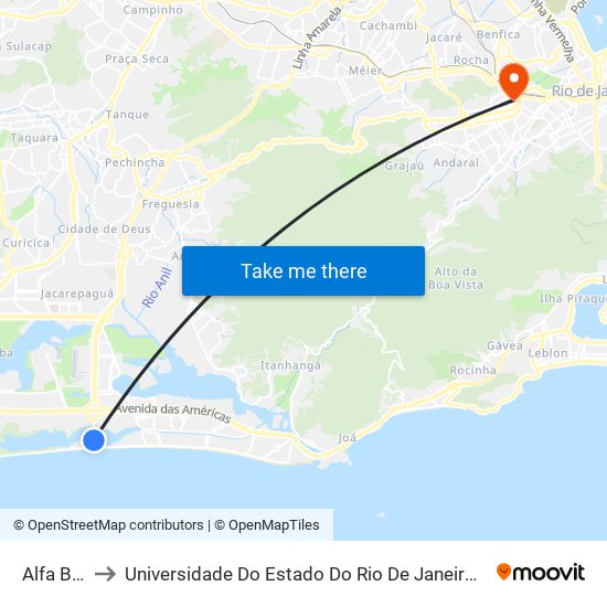 Alfa Barra I to Universidade Do Estado Do Rio De Janeiro - Campus Maracanã map