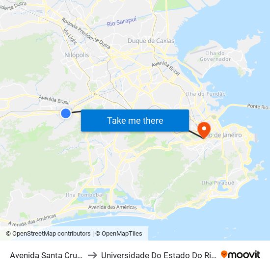 Avenida Santa Cruz | Drogarias Pacheco to Universidade Do Estado Do Rio De Janeiro - Campus Maracanã map